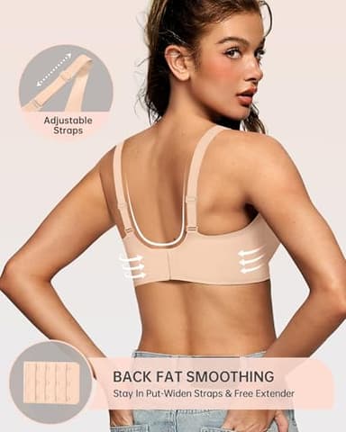 OEAK Womens Deep V Bras Wireless Comfortable Bra Supportive No Underwire Bras Tshirt Push Up Bralettes Plunge Seamless Bra Semolina S - Image 3