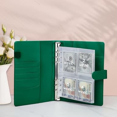 Antner 52 Week Money Saving Challenge Binder with 1-52 Week Cash Envelopes, A5 Budget Binder Savings Challenges Book with 4 Challenge Tracker to Save $5,200 and $2,600 and $10,000 and DIY, Dark Green - Image 3