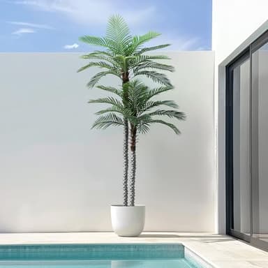 Nafresh 10ft Tall UV Resistant Faux Palm Tree, 120in Artificial Palm Tree Indoor Outdoor with Real Bark and Realistic Leaves and for Home House Office Living Room Yard Patio. - Image 4