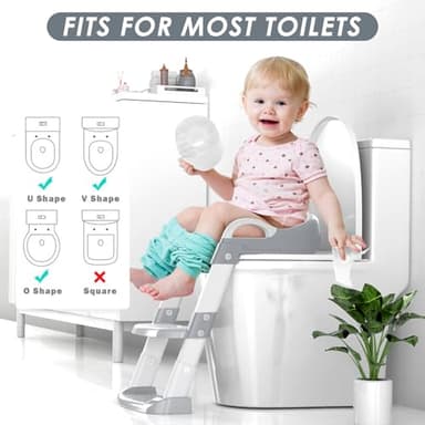 Zieyeen Potty Training Seat with Step Stool Ladder, Toddler Potty Training Toilet for Boys Kids, Potty Chair Adjustable Potty Seat for Toilet with Anti-Slip Wide Steps Splash Guard Safety Handles - Image 7