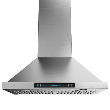 IKTCH 30-inch Wall Mount Range Hood 900 CFM Ducted/Ductless Convertible, Kitchen Chimney Vent Stainless Steel with Gesture Sensing & Touch Control Switch Panel, 2 Pcs Adjustable Lights(IKP02-30'') - Image 1