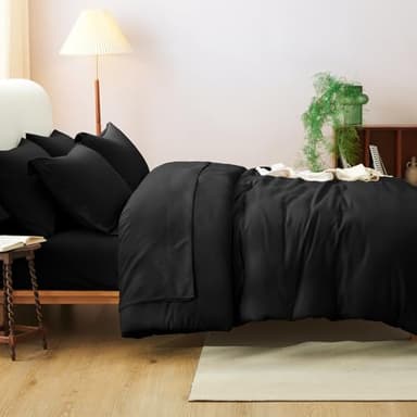 CozyLux Queen Comforter Set Black, 7 Pieces Bed in a Bag Soft Bedding Comforter Set with Sheets, All Season Boho 7PC Bed Sets with Comforter, Fitted Sheets, Flat Sheets, Pillow Shams and Pillowcases - Image 8