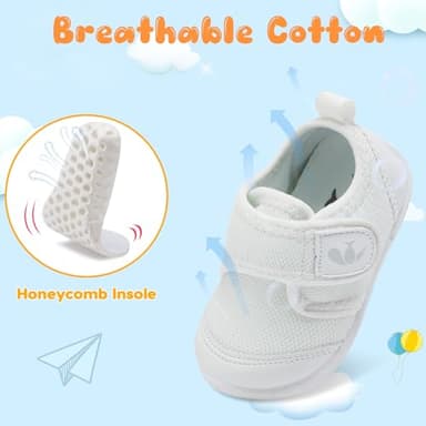 FEETCITY Infant Shoes Girls Boys Baby Walking Shoes Newborn Crib Shoes First Walker Shoes Slip On Sneaker White - Image 4