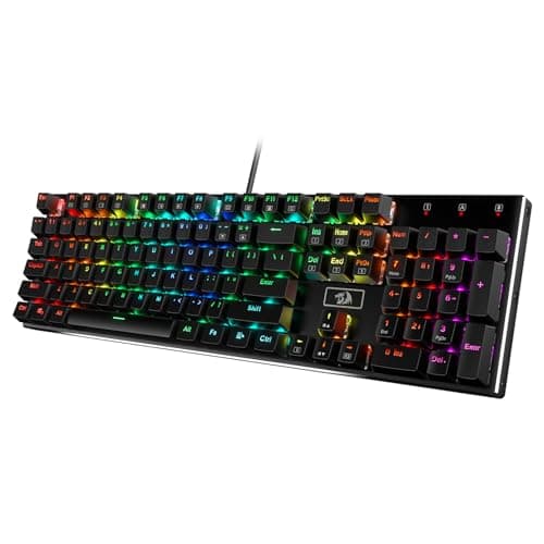 Redragon K556 RGB LED Backlit Wired Mechanical Gaming Keyboard, 104 Keys Hot-Swap Mechanical Keyboard w/Aluminum Base, Upgraded Socket and Noise Absorbing Foams, Quiet Linear Red Switch - Image 1