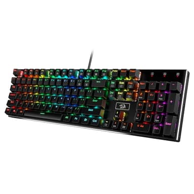Redragon K556 RGB LED Backlit Wired Mechanical Gaming Keyboard, 104 Keys Hot-Swap Mechanical Keyboard w/Aluminum Base, Upgraded Socket and Noise Absorbing Foams, Quiet Linear Red Switch - Image 1