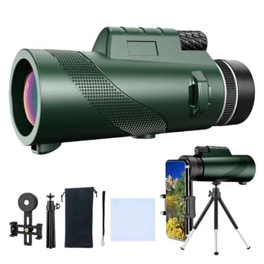 HYTAMY Monocular Telescope 80 x 100 High Powered Monoculars for Adults with Tripod，Monocular for Smartphone Suitable for Bird Watching Larger Vision, Hunting, Wildlife, Travel, Camping, Hiking (Green) - Image 1