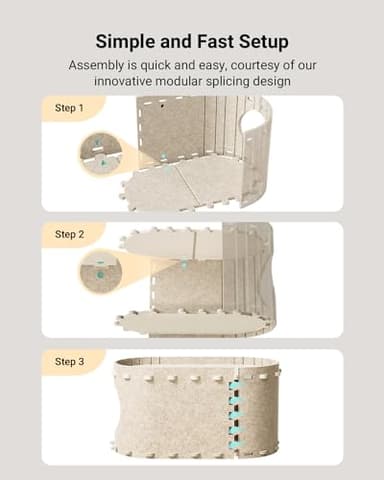 DownyPaws Cat House for Indoor Cats, Cat Bed Cave for Multiple & Large Cats Up to 22 Lbs, Scratch Resistant, Foldable Peekaboo Kitten Caves Tunnel Enclosed Bed, PeekaPurr, Cream - Image 8