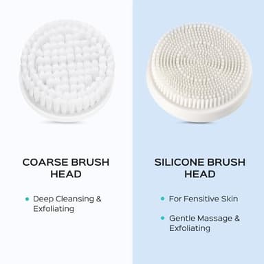 COSLUS Facial Cleansing Brush Silicone Face Scrubber: 2 in1 FBS-D Electric Exfoliating Massage Device Waterproof Deep Cleaning Exfoliation Rotating Spa Machine - Electronic Skin Care Wash Clean System - Image 7