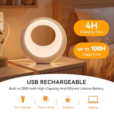 Auxmir Nursery Night Light for Baby, Magic Moon Lamp for Kids and Adult 7 Lighting Colors & 9 RGB Modes, Rechargeable Bedside Table Lamp with Timing Function, Sleep Aid Nursing Lamp for Bedroom - Image 7