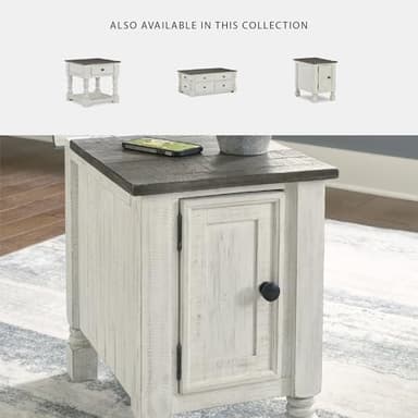Signature Design by Ashley Havalance French Country Chair Side End Table, White & Gray - Image 6