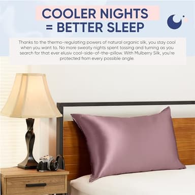 Blissy Silk Pillowcase - 100% Pure Mulberry Silk - 22 Momme 6A High-Grade Fibers - Silk Pillow Cover for Hair & Skin - Regular, Queen & King with Hidden Zipper (Standard, Plum) - Image 8