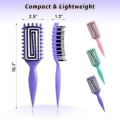 Curly Hair Brush Defining, Vented Curl Defining Brush for Effortlessly Detangling Shaping and Styling Women's Men's Curls on All Wet or Dry Hair Types, Reduces Frizz (Purple) - Image 5