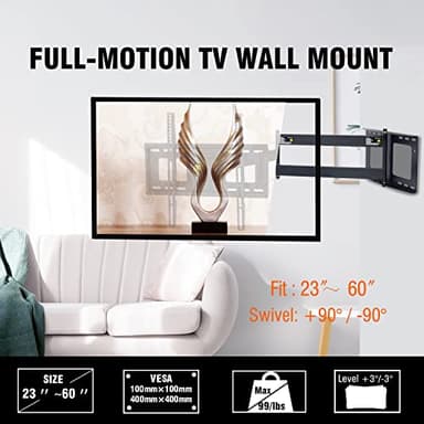 FORGING MOUNT Long Arm TV Wall Mount - Full Motion, Articulating Arm, Universal Mount for 26-65" Flat curvature TVs/Monitors, Holds up to 99 lbs, Max VESA 400x400mm - Image 2