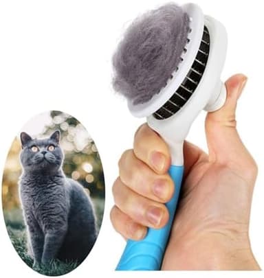 Self Cleaning Slicker Brush - Cat Brush Skin-Friendly Deshedding Grooming Massaging Tool for Long & Short Haired Pets, Cat Hair Brushes Easy Removes Undercoat for Dogs Cats Rabbits-UPGRADED, Blue - Image 3