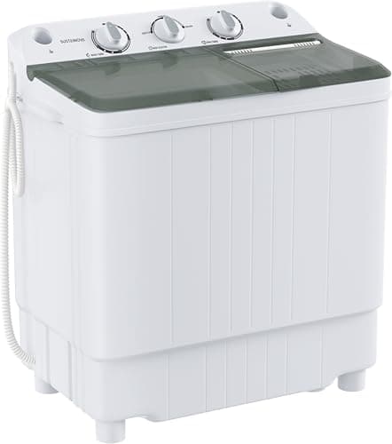 Sustainova Portable Washing Machine Twin Tub 9.9 Lbs Capacity, (7.7 Lbs) and Spinner(2.2 Lbs) Combo Mini Compact Laundry Washer for Home, Apartment, Camping, RVs and Dorms, Black/White - Image 1