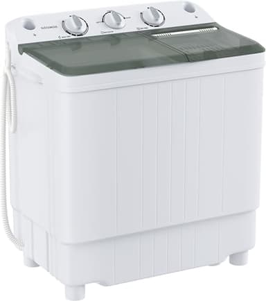 Sustainova Portable Washing Machine Twin Tub 9.9 Lbs Capacity, (7.7 Lbs) and Spinner(2.2 Lbs) Combo Mini Compact Laundry Washer for Home, Apartment, Camping, RVs and Dorms, Black/White - Image 1