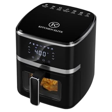 Kitchen Elite Digital Air Fryer Oven, Compact Cooker with Window, 7 Presets, Nonstick Basket for Fast Cooking, Easy Cleanup, 5.28 Quart, Black - Image 1