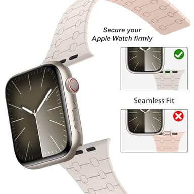 Amizee Magnetic Bands Compatible with Apple Watch Band 49/46/45/44/42/41/40/38mm Women Men, Sport Silicone Strap for iWatch Ultra 3/2/1 Series 11 10 9 8 7 6 5 4 SE3/2/1 (42/41/40/38, Starlight Pink) - Image 3