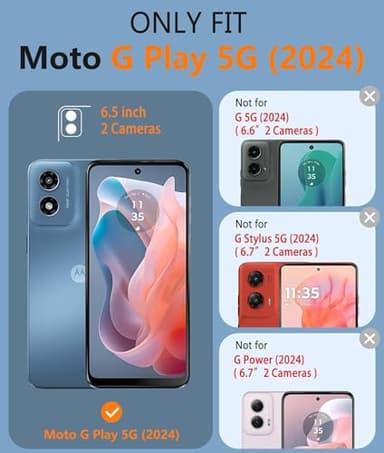 FNTCASE for Motorola Moto G-Play-2024 Case: Dual Layer Protective Heavy Duty Cell Phone Cover Shockproof Rugged with Non Slip Textured Back - Military Protection Bumper Tough (Black) - Image 2