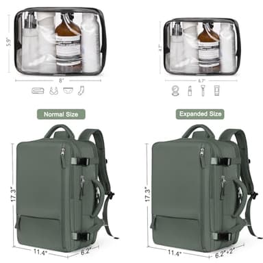 Hanples Extra Large Travel Backpack for Women as Person Item Flight Approved, 40L Carry On Backpack, 17 Inch Laptop Waterproof Hiking Casual Bag(Olive Green) - Image 3