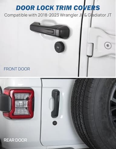 JOYTUTUS Key Hole Cover Compatible with 2018-2025 Wrangler JL JLU & Gladiator JT, Metal Door Lock Trim Cover, Adsorption Door Lock Protector Exterior Accessories - Image 7