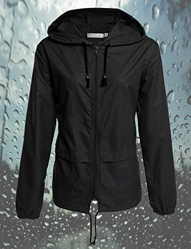 Avoogue Lightweight Raincoat Climbing Jackets Women's Waterproof Windbreaker Packable Outdoor Hooded Fall Rain Jacket Black XL - Image 3
