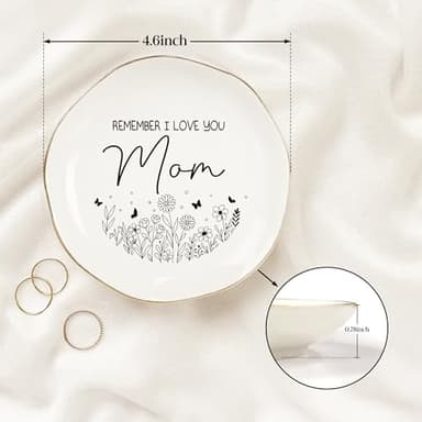 WANDER PRINTS for Mother - Ceramic Ring Dish Jewelry Tray for Mom - 50th 60th 70th 80th Birthday Gifts, for Mommy from Daughter, Son - Remember I Love You Mom - Image 2