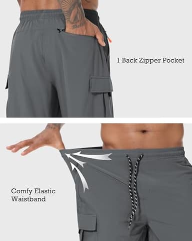 Men's Cargo Shorts Quick Dry Lightweight Stretch Hiking Shorts for Men with 5 Pockets No Lining Grey - Image 6