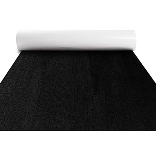 FOCEAN Boat Flooring EVA Foam Boat Decking Marine Flooring Brushed Texture Marine Mats for Boats Yacht Kayak RV 94.5"x47.2", Black - Image 1