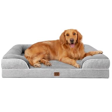EHEYCIGA Orthopedic Dog Beds Large Sized Dog, Waterproof Memory Foam Pet Bed with Sides, Non-Slip Bottom Large Pet Bed with Washable Removable Cover, Grey - Image 1
