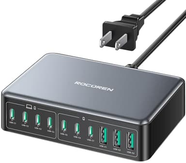 480W USB C Charger Block, Rocoren 10-Ports USB C Charging Station for Multiple Devices,PD 100W Type c Gan Fast Charger Station Multi USBC Charging Hub for Laptop MacBook HP iPad iPhone Samsung - Image 1