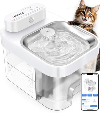 HAPAW Cat Water Fountain, App Monitoring Wastewater Separation Pet Water Fountain, No Filter, 5000mAh Battery & Plug-in, 3L/101oz Smart Wireless Automatic Water Dispenser for Cats Indoor, 2.4G Wi-Fi - Image 1