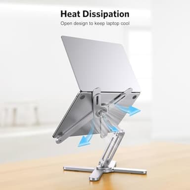 OMOTON 360° Rotating Laptop Stand Riser for Desk, Ergonomic Foldable Computer Stand Adjustable Height Angles for Collaborative Work, Easy Storage Fit Macbooks,All Laptops up to 16 inches, Silver - Image 8