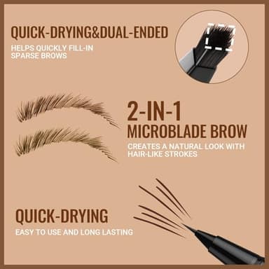 iMethod Eyebrow Pen - Eyebrow Pencil,2-in-1 Eyeliner Dual-Ended Microblading Eyebrow Pencil Long Lasting Waterproof Hair-Like Brow Pencil,with Eyebrow Brush,Eyebrow Pencils for Women,DarkBrown - Image 2