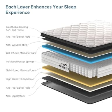 SeVietra King Size Mattress, 12 Inch Hybrid Mattress King in a Box with Individually Pocket Springs, Strong Edge Support, Breathable Comfort and Durable, CertiPUR-US - Image 3