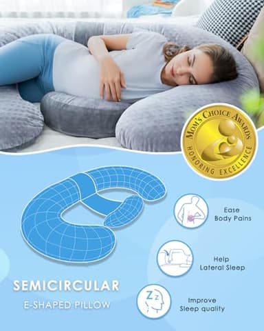 QUEEN ROSE Pregnancy Pillows, E Shaped Full Body Pillow for Sleeping, with Pregnancy Wedge Pillow for Belly Support, 60 Inch Maternity Pillow for Side Sleeper, Grey Velvet - Image 3