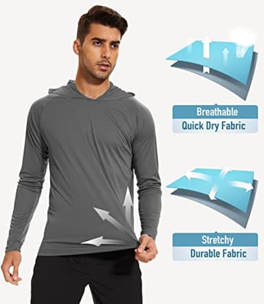 Fishing Shirts for Men - Sun Shirts with Long Sleeves, UV & Quick Dry Protection, Active Workout Shirts in Dark Grey - Image 4