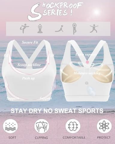 RUNNING GIRL Sports Bras for Women High Support,Racerback Workout Bra Moulded Cup High Impact Sports Bra for Women Large Bust(WX3046 White L) - Image 5