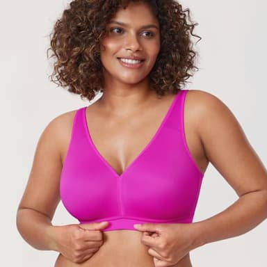AISILIN Women's Plus Size Wireless Bra Support Comfort Full Coverage Unlined No Underwire Smooth Rose Purple 34B - Image 3