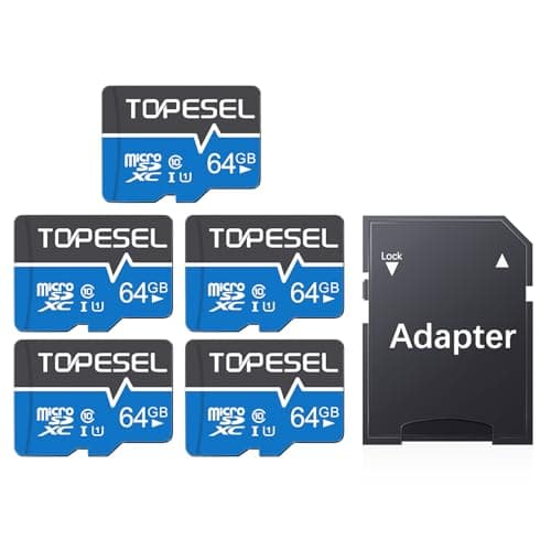 TOPESEL 5-Pack 64GB Micro SD Card Class 10 Micro-SDXC Memory Card UHS-I, High Speed Flash TF Card for Security Camera/Smartphone/Drone/Dash Cam/Tablet/PC, C10, U1, 64GB 5Pack - Image 1