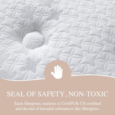 Sleepmax King Size Mattress 15 Inch - Hotel-Collection Hybrid Mattress Deep Sleep Pain Relief - Extra Lumbar & Hip Support - 365-Night Trial, Fiberglass-Free Bed in a Box, CertiPUR-US Certified - Image 4