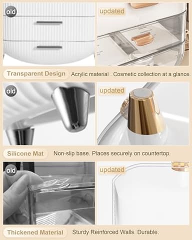 Makeup Organizer, Skincare Holder Bathroom Counter Organizer, Storage Box Cosmetic Display Cases, Teen Girl Gifts Trendy Stuff Make up Organizers for Vanity, Dresser, Countertop (Rose Gold) - Image 4