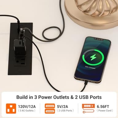 Cyclysio Dresser for Bedroom with Clothes Rack, 5 Fabric Drawers Dresser with Charging Station & LED Lights, White Storage Chest of Drawers with Wheels, Wooden Top, Lockable Wheels, Closet, White - Image 7