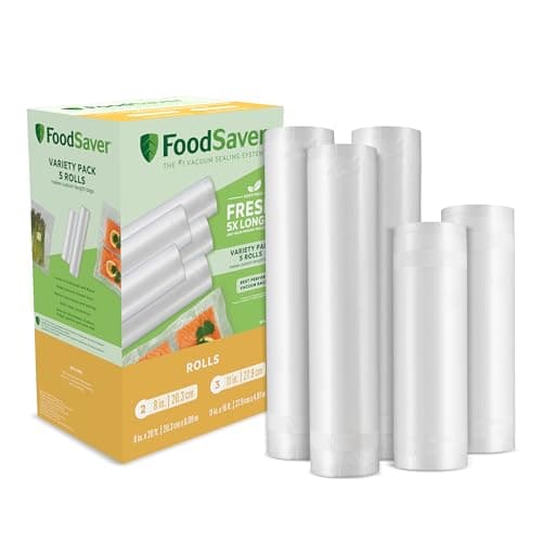 FoodSaver Custom Length Vacuum Sealer Bags Multipack, 5 Count Rolls for Airtight Food Storage and Sous Vide - Compatible with FoodSaver, 8 (2 Pack) and 11 (3 Pack) - Image 1