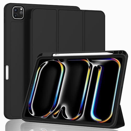 ZryXal New iPad Pro 13 Inch Case M4 (2024 Model, 7th Generation) with Pencil Holder, Smart iPad Case [Support Pencil Pro and Pencil (USB-C)], Support Touch ID and Auto Wake/Sleep (Black) - Image 1