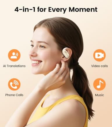 AI Translation Earbuds Open Ear Bluetooth Headsets Beige - Image 6