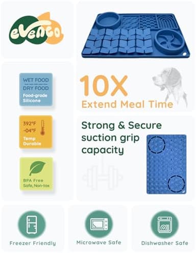 Evenco Slow Feeder Bowl, Silicone Lick Mat with Suction Cups for Dog Cat, Snuffle Mat for Pet Smell Training, Puzzle Toys for Bored Puppy, Interactive Sniff Mat for Slow Eating and Keep Busy, Blue - Image 4