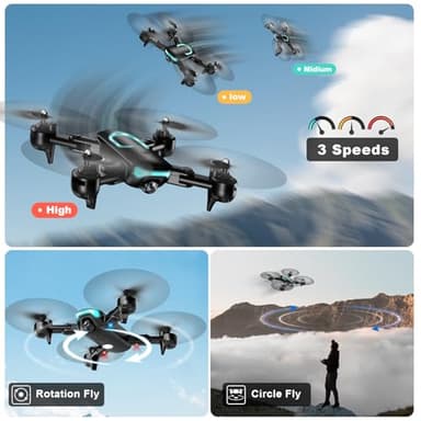 Drone with Camera, Foldable Drone for Beginners with 1080P Camera, Upgrade Altitude Hold, Circle/Rotating/Waypoint Fly, 3D Flip, One Key Start, 3 Speed Mode, 2 Batteries - Image 6
