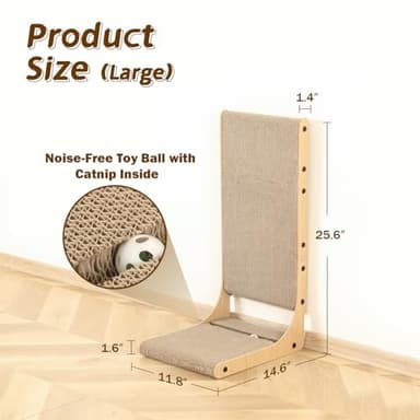 Zakkart 2-Pack Cat Scratching Board, 25.6'' Tall Cardboard L Shape Vertical Cat Scratchers for Indoor Cats, Cat Scratching Post for Wall and Couch, Large - Image 4