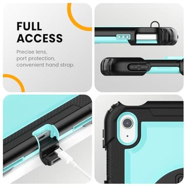 timecity for iPad (A16) 11th/ 10th Generation Case 11''/ 10.9 Inch (2025/2022) - Heavy Duty Protective Cover with Screen Protector, Stand, Shoulder Strap & Pencil Holder | Kids-Friendly - Light Blue - Image 7